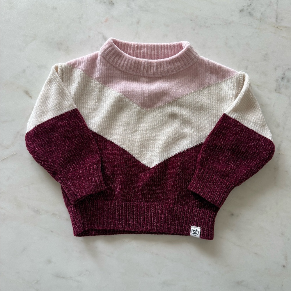 Sovereign Code Pink and Burgundy Chevron Sweater